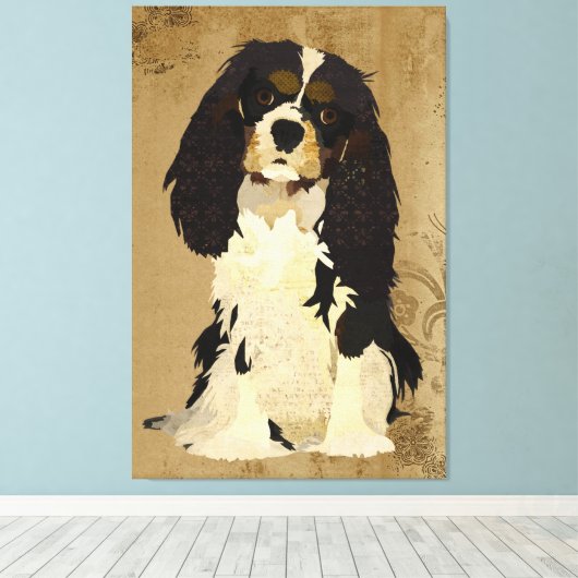  Bloemen Cavalier King Charles Canvas (Insitu (Houten vloer))