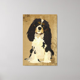 Bloemen Cavalier King Charles Canvas Afdruk