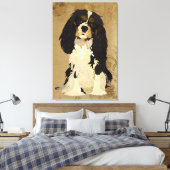 Bloemen Cavalier King Charles Canvas Afdruk (Insitu (Slaapkamer))