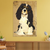 Bloemen Cavalier King Charles Canvas Afdruk (Insitu (Woonkamer))