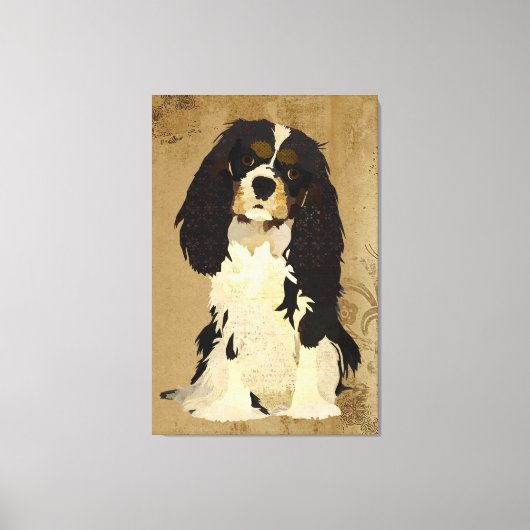 Bloemen Cavalier King Charles Canvas Afdruk (Voorkant)