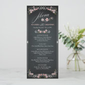 Bloemen Chalkboard Bold Wedding Menu (Staand voorkant)