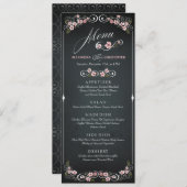 Bloemen Chalkboard Bold Wedding Menu (Voorkant / Achterkant)