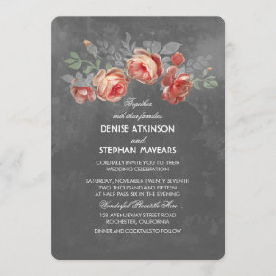  Bloemen Chalkboard bruiloft Kaart