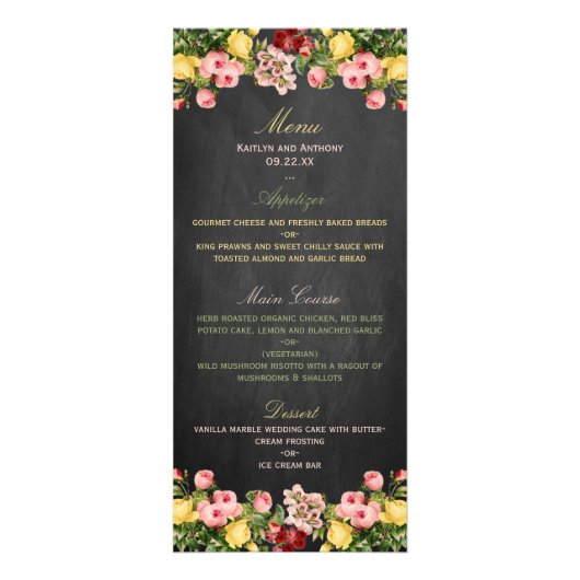 Bloemen Chalkboard Wedding Menu (Voorkant)