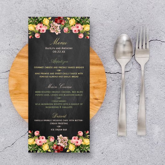 Bloemen Chalkboard Wedding Menu