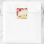 Bloemen Chinees goud Papier gesneden Ox 2021 SqS Vierkante Sticker (Tas)