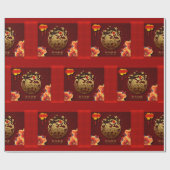 Bloemen Chinese Tiger Year paper cut WP Wrapping P Cadeaupapier (Vlak)