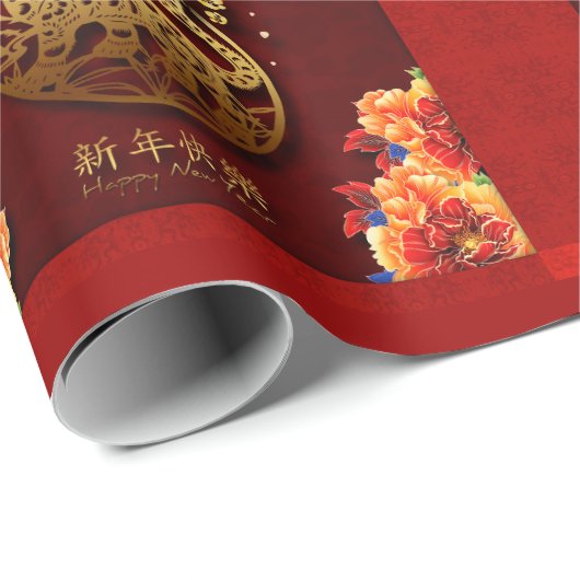 Bloemen Chinese Tiger Year paper cut WP Wrapping P Cadeaupapier (Rol Hoek)