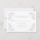 Bloemen Chinoiserie Lijst Bruiloft RSVP Kaartje (Voorkant)