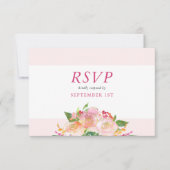 Bloemen Chique roze en gouden bloemen RSVP Kaartje (Voorkant)