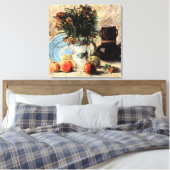 Bloemen, Coffeepot en Fruit door Vincent van Gogh Canvas Afdruk (Insitu (Slaapkamer))