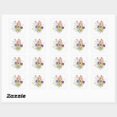 bloemen collectie vierkante sticker (Vel)