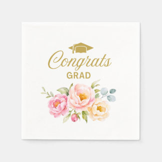 Bloemen Congrats Grad Servetten Roze Pioen Boho