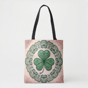 Bloemen coquette kant shamrock St Patrick's day Draagtas