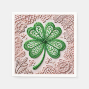 Bloemen coquette kant shamrock St Patrick's day Servet