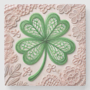 Bloemen coquette kant shamrock St Patrick's day Stenen Onderzetter