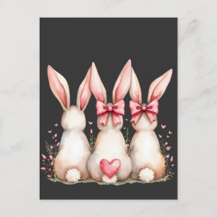 Bloemen Cottontail Bunny Coquette Bow Konijn Pasen Briefkaart