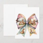 Bloemen Cottontail Bunny Coquette Bow Konijn Pasen Kaart (Voorkant / Achterkant)
