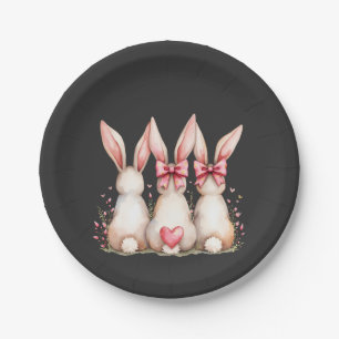 Bloemen Cottontail Bunny Coquette Bow Konijn Pasen Papieren Bordje