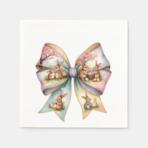 Bloemen Cottontail Bunny Coquette Bow Konijn Pasen Servet