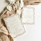 Bloemen Crème Terracotta Voor & Achterbruiloft Kaart