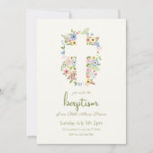 Bloemen Cross doop uitnodiging – Zachte pastel (Voorkant)