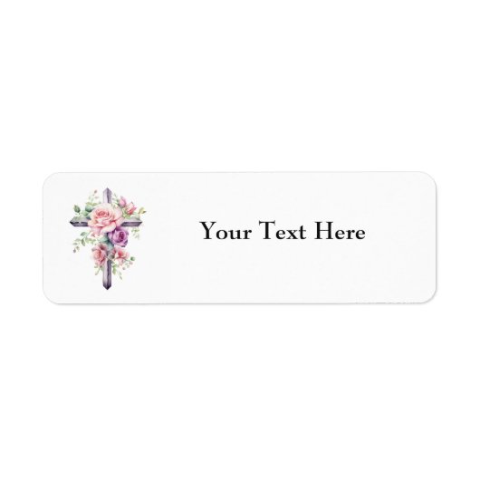 Bloemen Cross Return adreslabels Etiket (Voorkant)