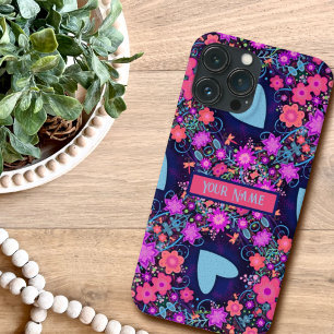 Bloemen Custom Heart Pattern BlauwInspirivity iPhone 13 Pro Max Hoesje