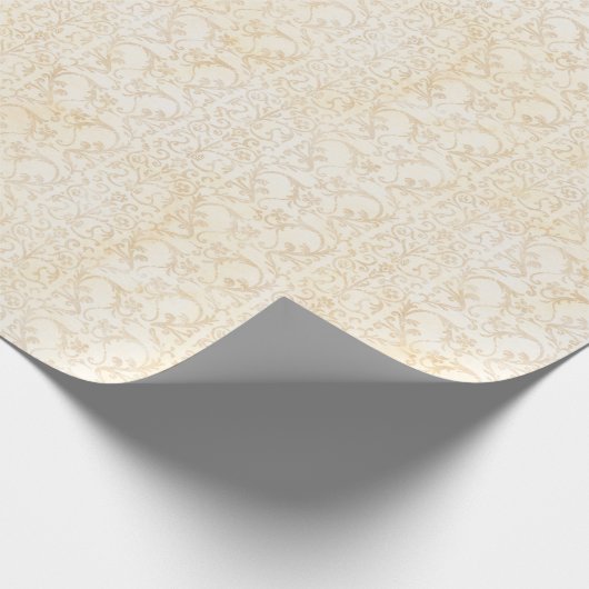 Bloemen Damask Creme en Beige bruiloft Cadeaupapier (Hoek)
