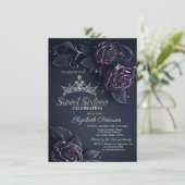  Bloemen Damask Dark Gothic Sweet 16 Kaart (Staand voorkant)