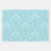 Bloemen Damask-Pastel Mint, roze, blauw Inpakpapier Vel (Voorkant)