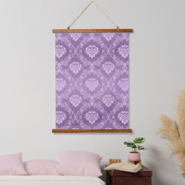 Bloemen Damast Patroon in Paarse en witte Hangend Wandkleed