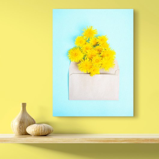 Bloemen | Dandelions op de envelop Canvas Afdruk