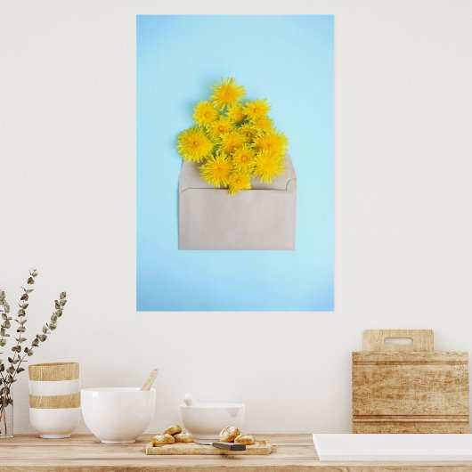Bloemen | Dandelions op de envelop Poster (Keuken)