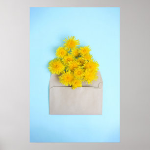 Bloemen   Dandelions op de envelop Poster