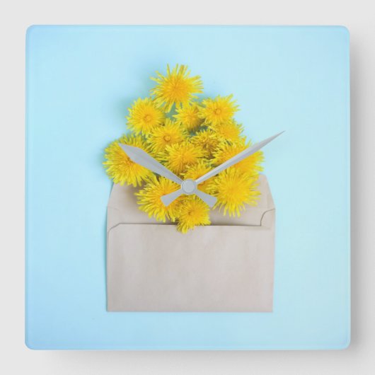 Bloemen | Dandelions op de envelop Vierkante Klok (Voorkant)