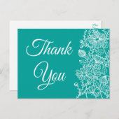 Bloemen Dank u Blauw Blauwgroen Wit Daisy Flower Briefkaart (Voorkant / Achterkant)