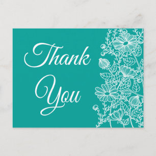 Bloemen Dank u Blauw Blauwgroen Wit Daisy Flower Briefkaart
