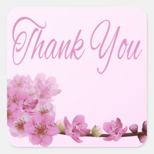Bloemen dank u het Paarse Roze van de Bloesems van Vierkante Sticker