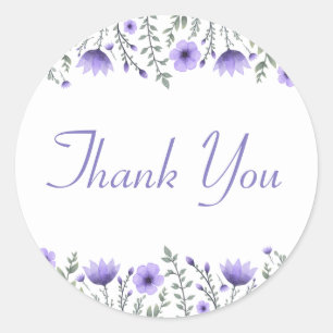 Bloemen dank u paarse bloemen bruiloft ronde sticker