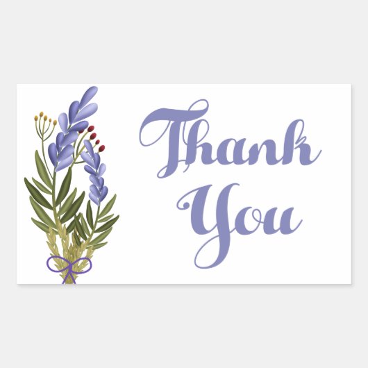 Bloemen Dank u Paarse lavendelbloem Rechthoekige Sticker (Voorkant)