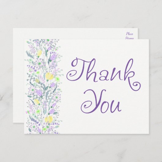 Bloemen Dank u Paarse lavendelharten Briefkaart (Voorkant / Achterkant)