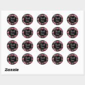 Bloemen Dank u Roze Pioen Bloem Zwart Bruiloft Ronde Sticker (Vel)