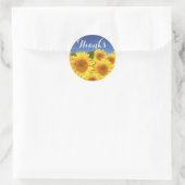 Bloemen dank u zonnebloem geel bloem bruiloft ronde sticker (Tas)