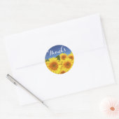 Bloemen dank u zonnebloem geel bloem bruiloft ronde sticker (Envelop)