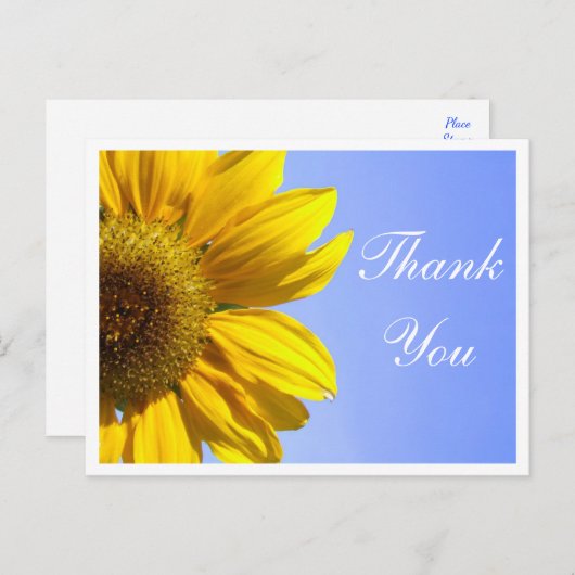 Bloemen dank u zonnebloem gele bloem briefkaart (Voorkant / Achterkant)