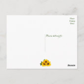 Bloemen Dank u Zonnebloemen Geel & Groene Bloemen Briefkaart (Achterkant)