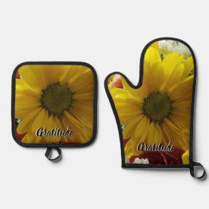 Bloemen Dankbaarheid Gele Margriet Foto Ovenwant & Pannenlap Set