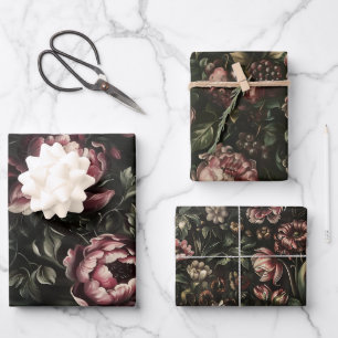  Bloemen Dark Floral Fine Art Painting Inpakpapier Vel